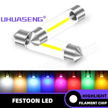 UHUASENG 2 個 6V 12V 24V C5W LED 電球 C10W ランプ 31 ミリメートルフェストゥーン 36 ミリメートル 39 ミリメートル 41 ミリメートル 28 ミリメートルドームピンクブルーレッドウォームホワイト信号車ライト