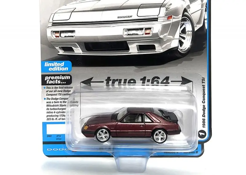 Auto World 1/64 1986 Dodge Conquest Tsi Modern Muscle Red modelo de carro em liga fundida coleção de brinquedos presente para crianças