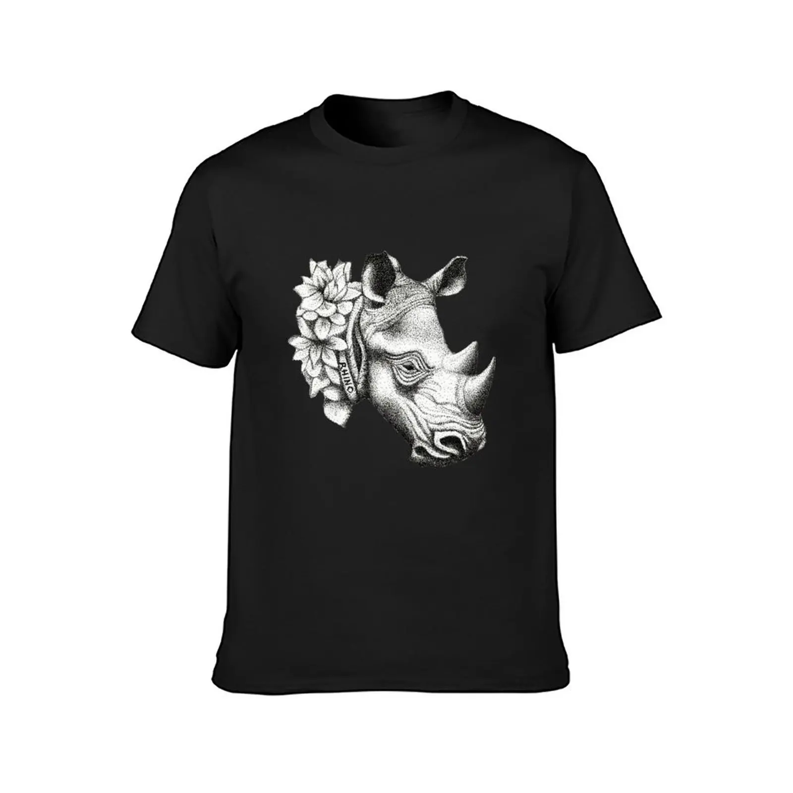 Rhino and Lotus T-Shirt anime clothes tops quick drying cute tops t shirts for men cotton