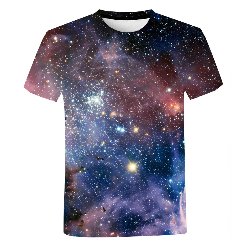 Milky Way Galaxy Space 3D Print T Shirt Oversized Haikyuu Graphic Men Women Kids Fashion Crewneck Tops Tees Fashion Streetwear