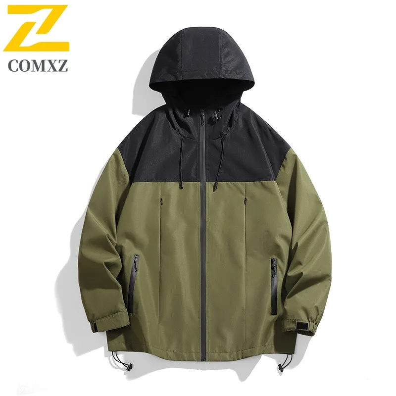 

COMXZ мужские куртки с цветными блоками, приключенческое скалолазание, ветрозащитная модная верхняя одежда для пешего туризма, удобное пальто для прогулок и кемпинга