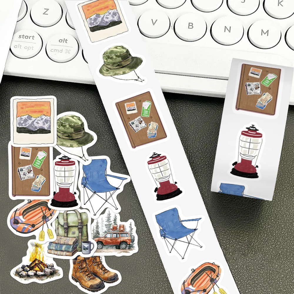

500pcs/roll Outdoor Camping Hiking Sealing Stickers Funny Graffiti Sticker Decoration Scrapbooking Luggage Phone Cartoon Decals