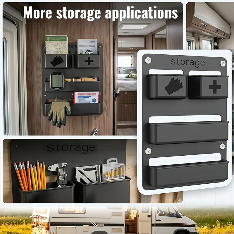 Wall Mounted Rv Van Door Organizer Multi Layer Storage Shelves Space Saving Compact Toilet Paper Holder For Camper Bathroom