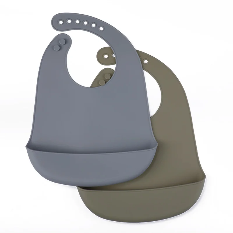 

TYRY.HU 2pcs Children Silicone Bibs Waterproof Soft Durable Bibs for eating with Large Pocket Food Catcher baby gifts