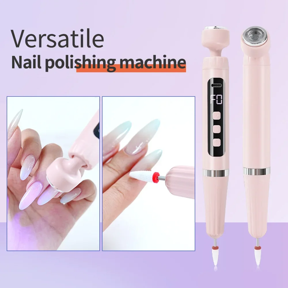 オールインワンネイルアートペン: 充電式ネイルドリルとLED硬化ランプで速乾性、ポータブルマニキュアとペディキュアを実現