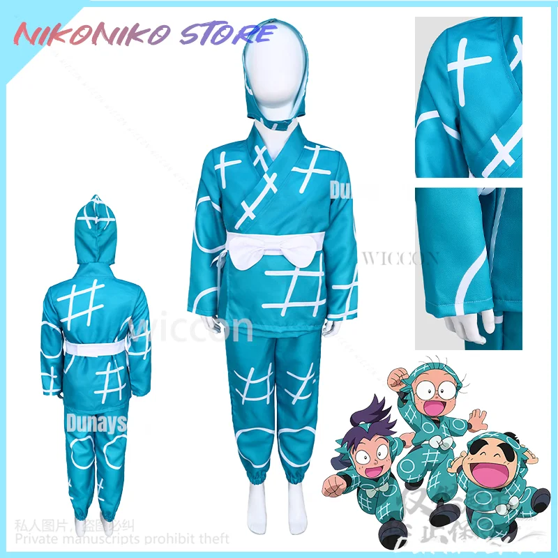 

Униформа для косплея Nintama Rantarou с героями мультфильмов, аниме, японское ниндзя, синее кимоно, костюм Kawaii, милая шляпа, Rantarou, Хэллоуин, 코스프레