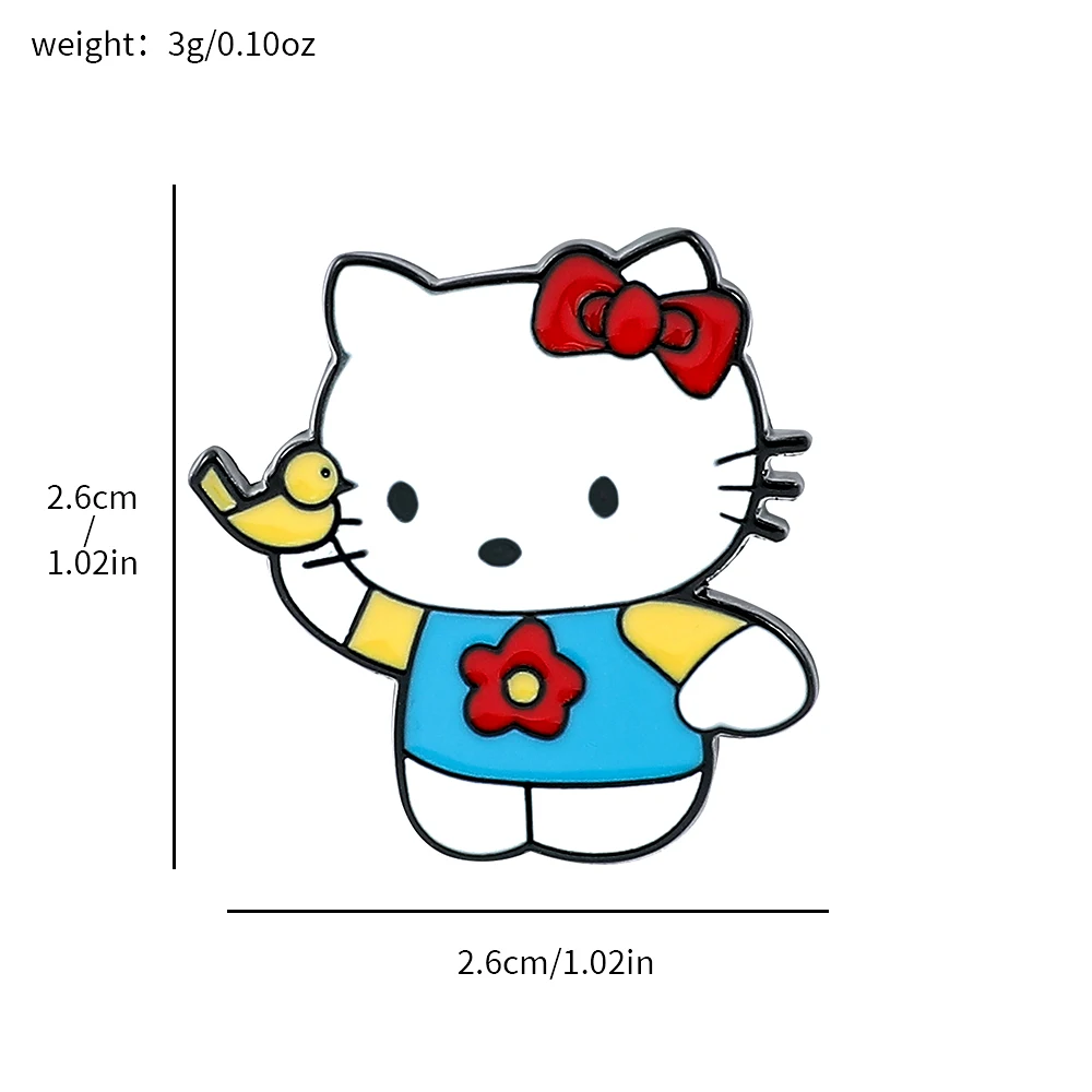 Sanrio Kirby Super Star Cartoon-Figur-Broschen, bezaubernde süße Kuromi Hello Kitty Emaille-Abzeichen für Rucksack-Zubehör, Geschenk