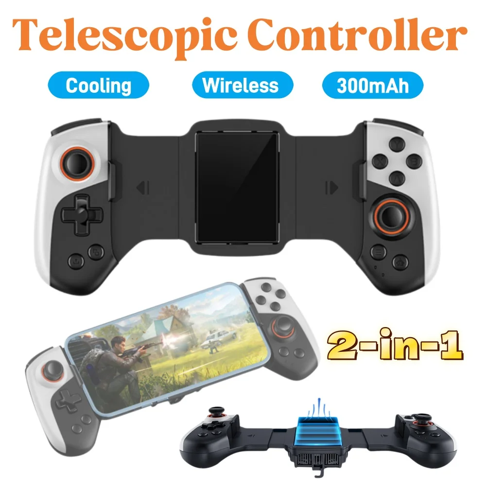 

Telescopic Gamepad 7 Blades Cooling Fan RGB Light Programmable Key Telescopic Gamepad Controller 13.6‑18.4CM for Game Consoles