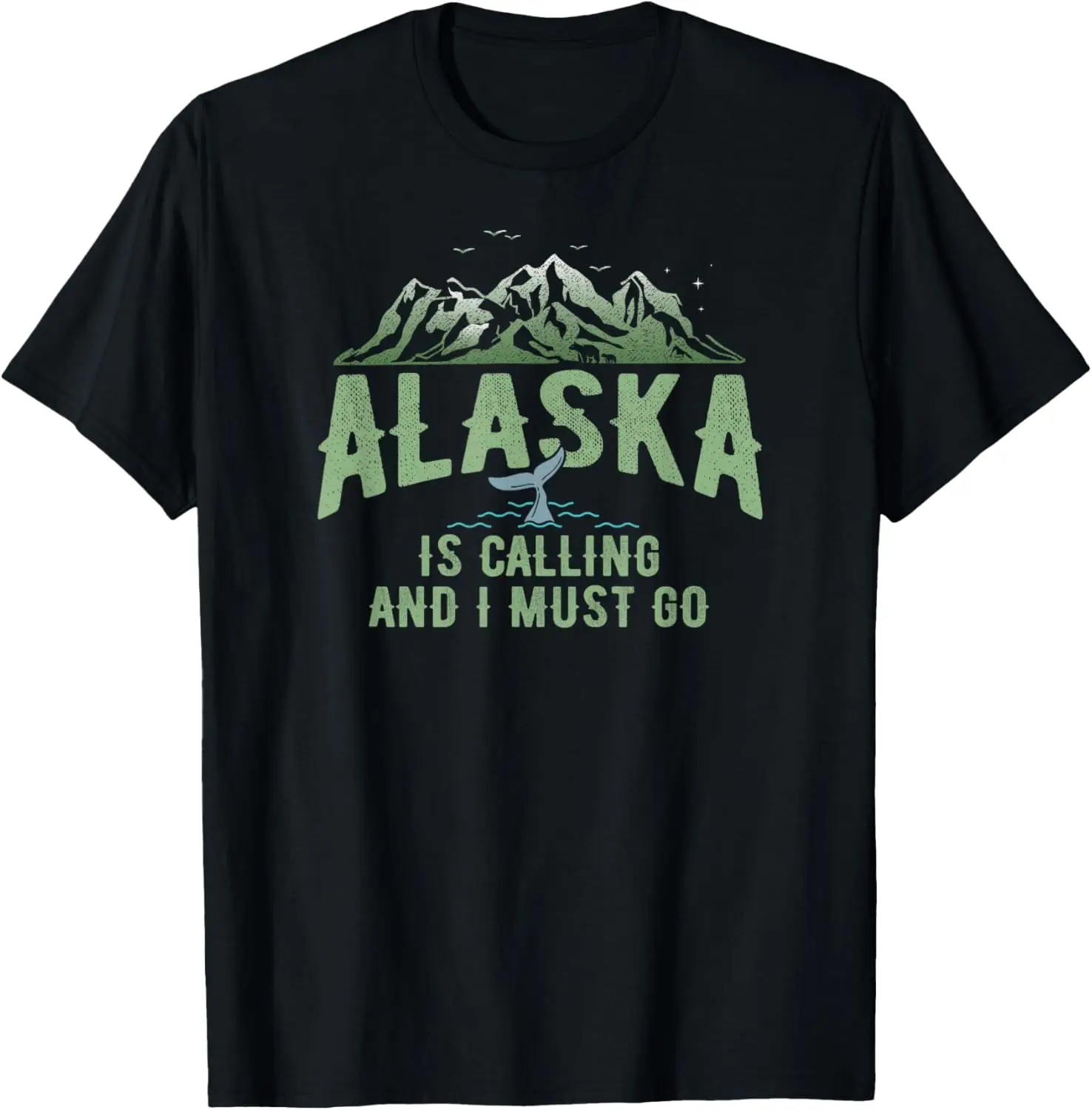 

Alaska is calling and I must Go Camping T-Shirt Green Design T-Shirt