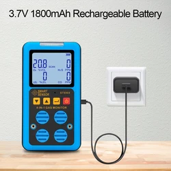 4 in 1 Gas Detector Oxygen O2 Hydrogen Sulfide H2S Carbon Monoxide CO Combustible Gas LEL Gas Analyzer Gas Monitor