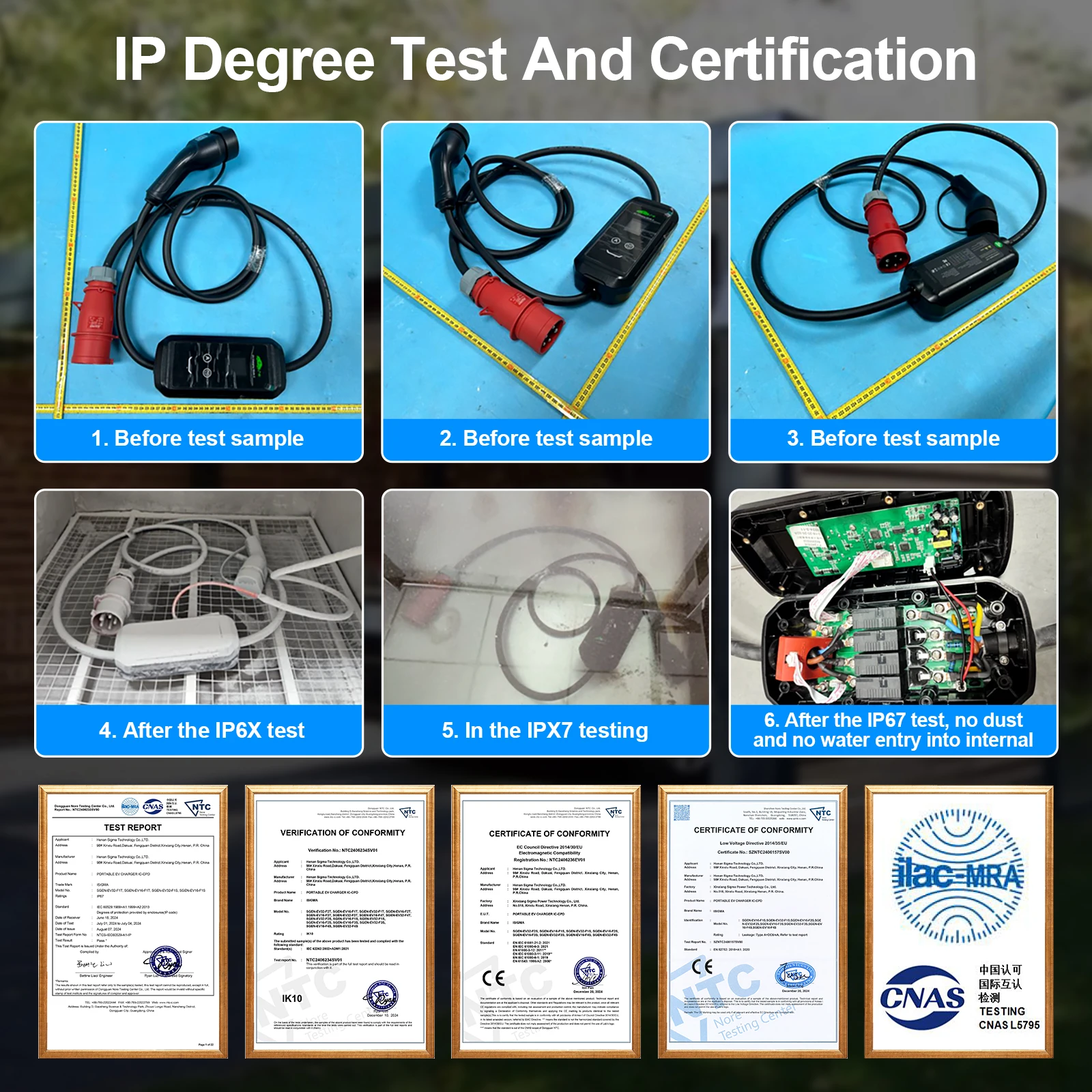 Kolanky 32A 7.2KW شاحن EV المحمول نوع 2 APP Wifi مجموعة التحكم IEC62169 وقت الشحن مركبة كهربية سيارة هجينة 5 متر