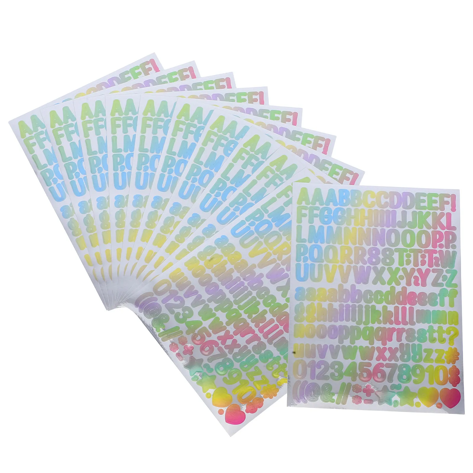 

10Pcs Alphabet Number Stickers Self Adhesive Vinyl Gradient Colors for Scrapbook Planner Labels DIY Craft Decorative Crafting
