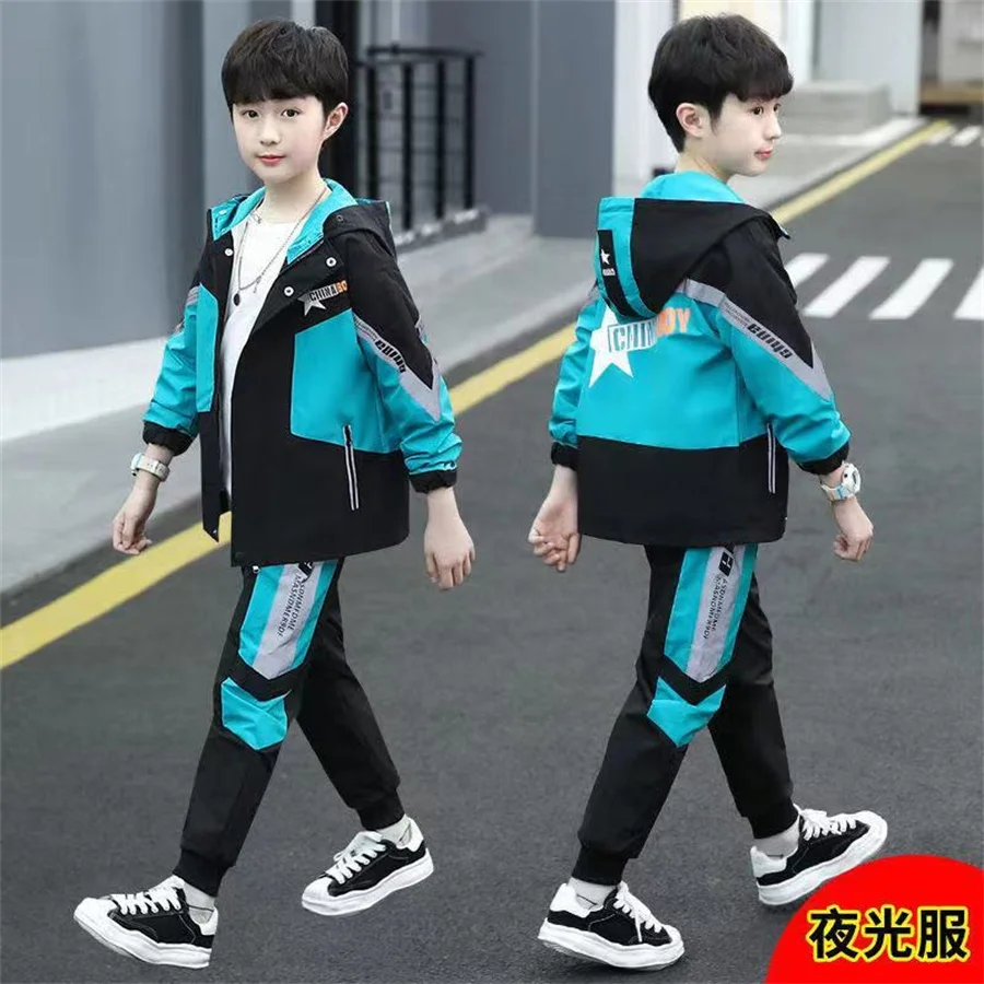 Boys Clothing Suits Sweatshirts +Pants Coat Spring Autumn Kids Teenagers Outwear High Quality Coat Kids Cotton Tracksuit Sport S