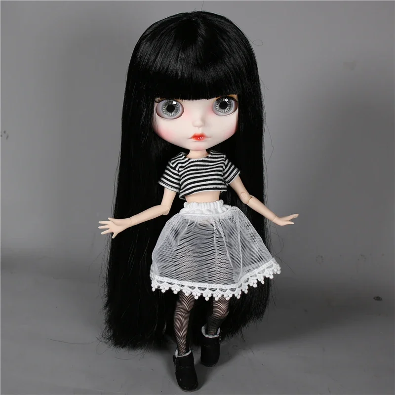 

ICY DBS Blyth Doll Long Black Hair Pouting Lips Fair Skin Matte Face Including Clothes 30cm BJD Girl Festival Gift Birthday GIft