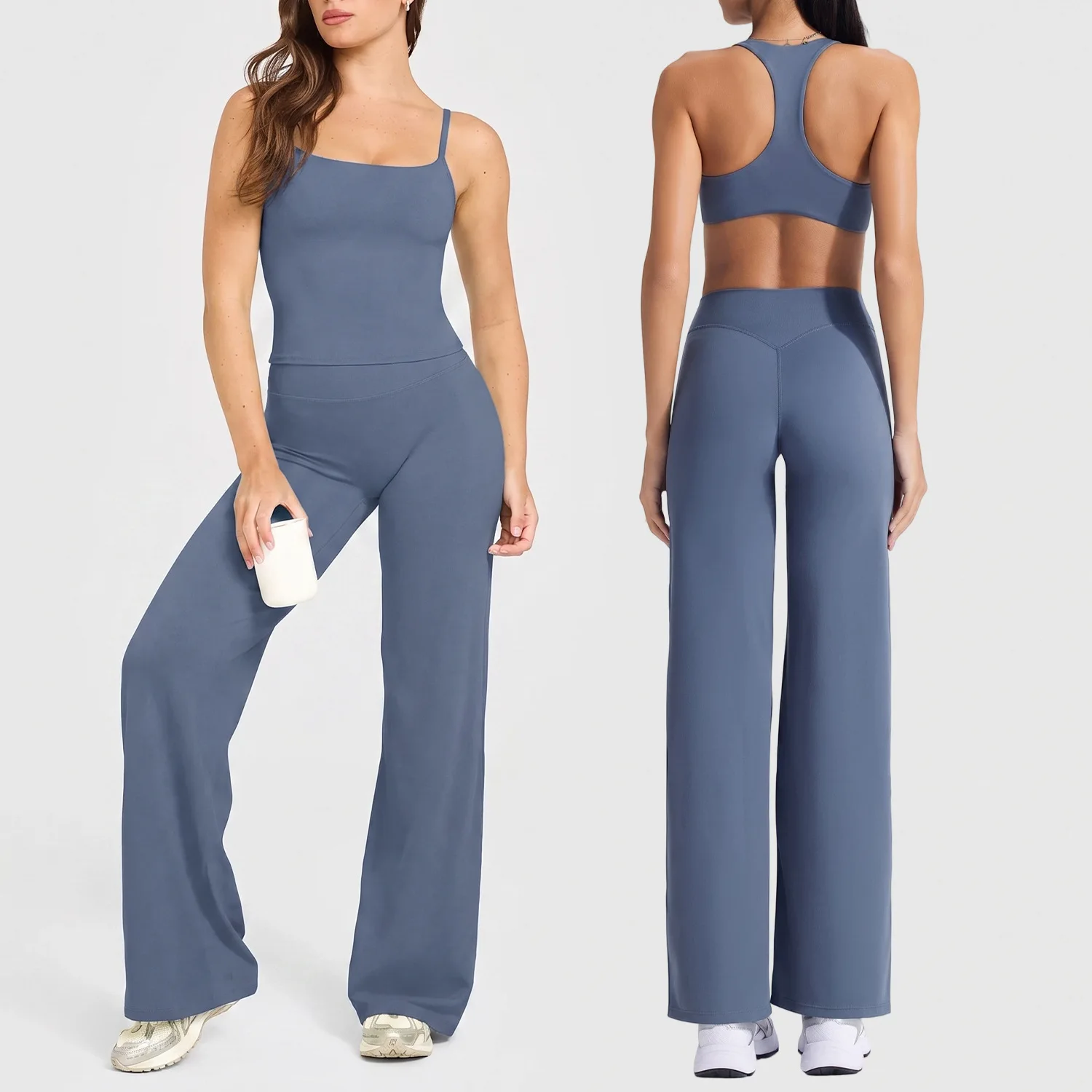 women's yoga clothes set Yoga Pants Soft Stretch Wide Leg Workout Trousers Gym Casual Lounge Bell Bottoms Trousers
