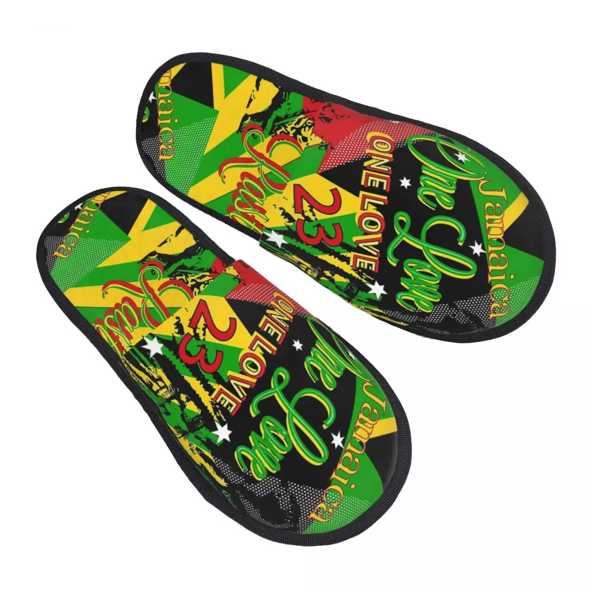 Custom Jamaican Rasta One Love Party A-Line Memory Foam Slippers Women Comfy Warm House Slippers