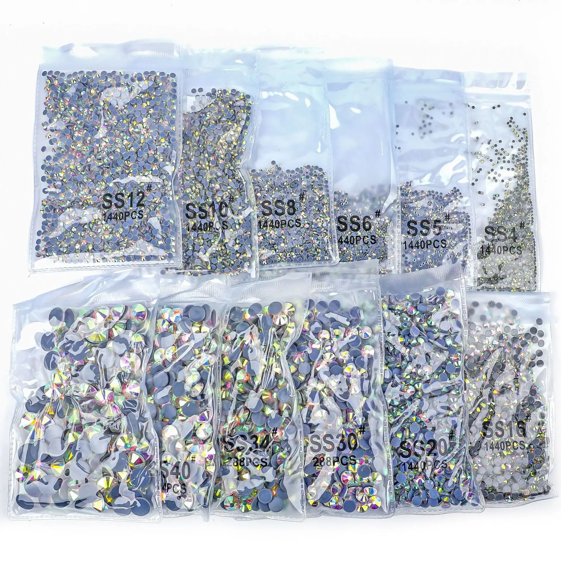 Hotfix Strass di cristallo SS16 SS20 SS30 AB Vetro trasparente Strass Ferro su pietre per indumenti in tessuto Cristallo super luminoso Fai da te
