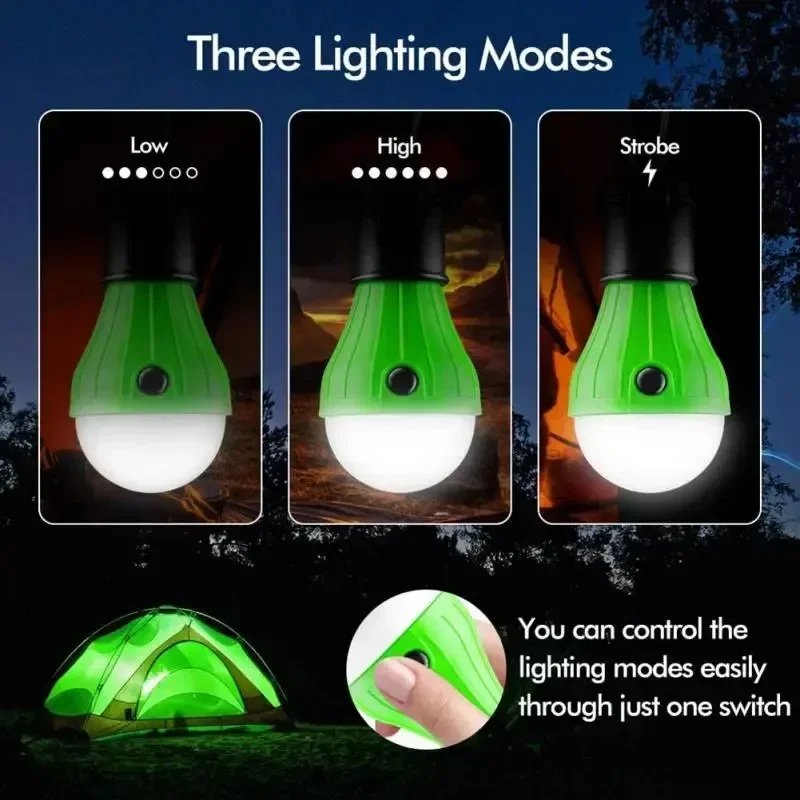 1pc Outdoor Camping Light Waterproof Tent Hanging Lamp Multicolor Lighting Mini Portable LED Lamp Bulb Emergency Light