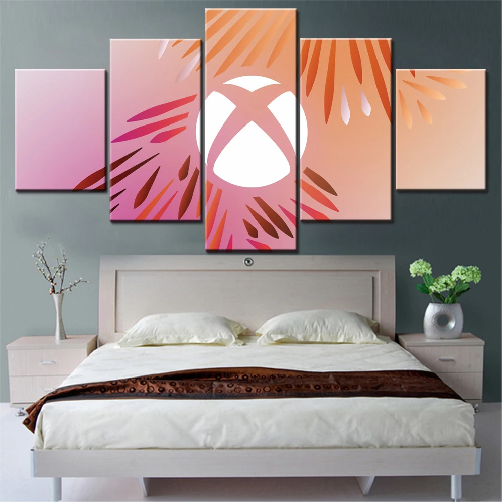 5 Pieces Canvas Wall Arts Poster Painting Technology Xbox Logo Artistic Wallpaper Home Decor Picture Printing Interior Artwork