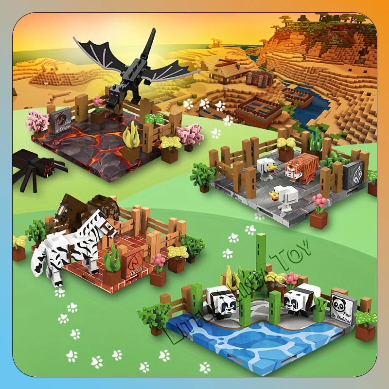 Z33001 마그네틱 큐브 빌딩 블록 동물원 마그네틱 베이스 조립 장식 세트, 어린이 교육용 자석 장난감