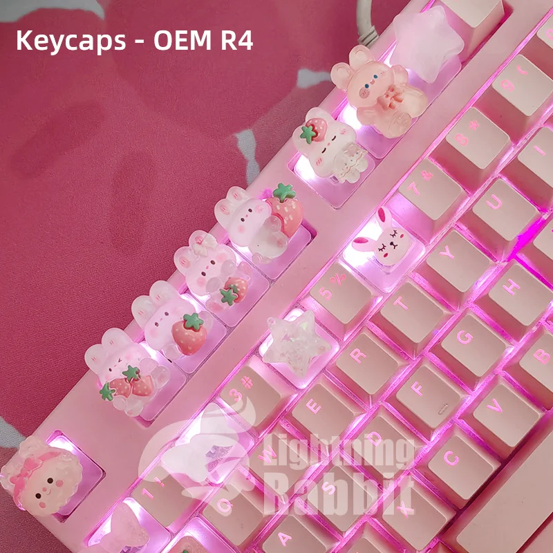 Long Eared Rabbit Personalized Keycap Mechanical Keyboard Special Transparent Cute Gift TabESC Supplementary Decoration Keycap