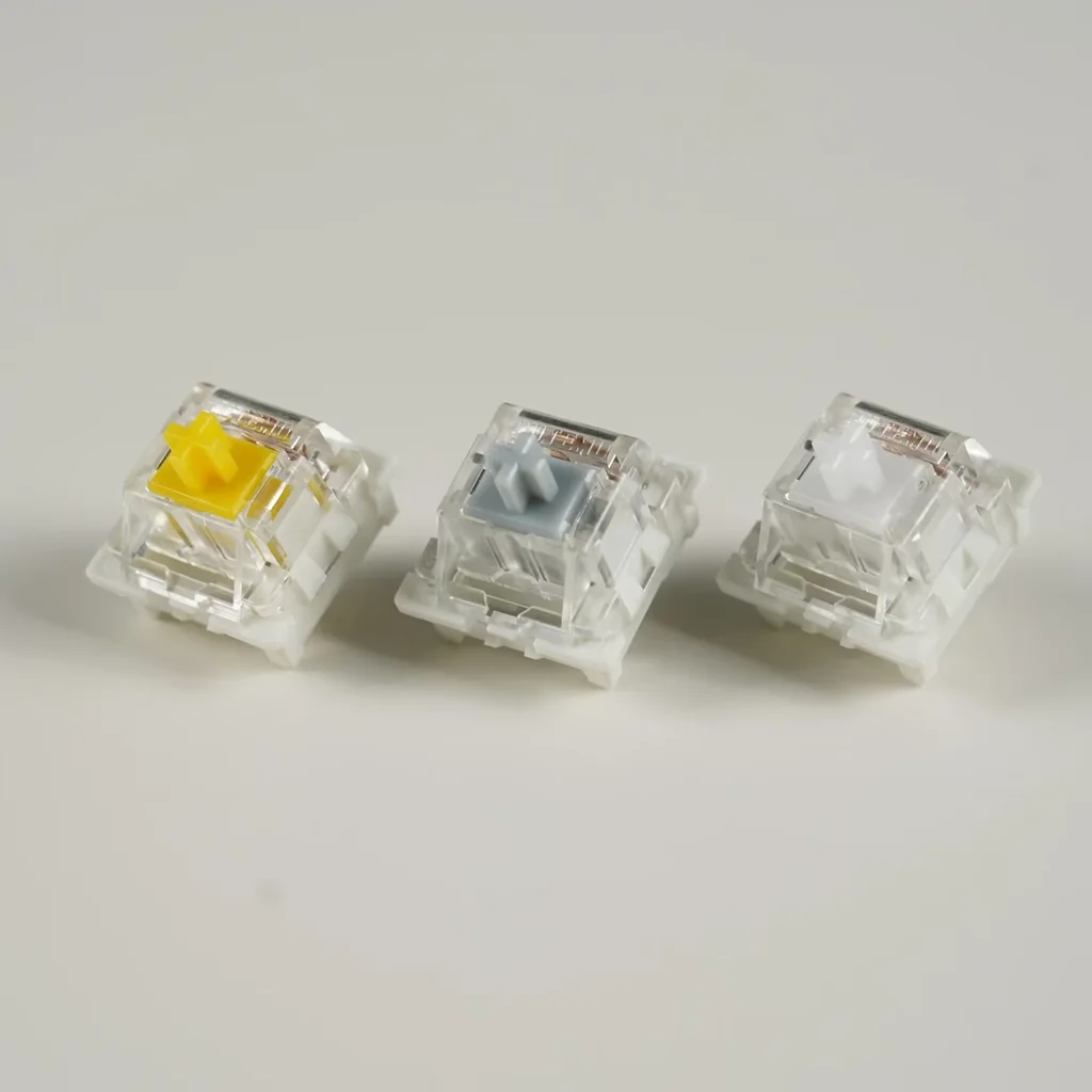 Outemu Silent Switch Cinza Branco Amarelo 3 Pinos Linear Tátil Teclado Mecânico Switch Silencioso RGB Compatível com Hot Swap Lubrificado de Fábrica