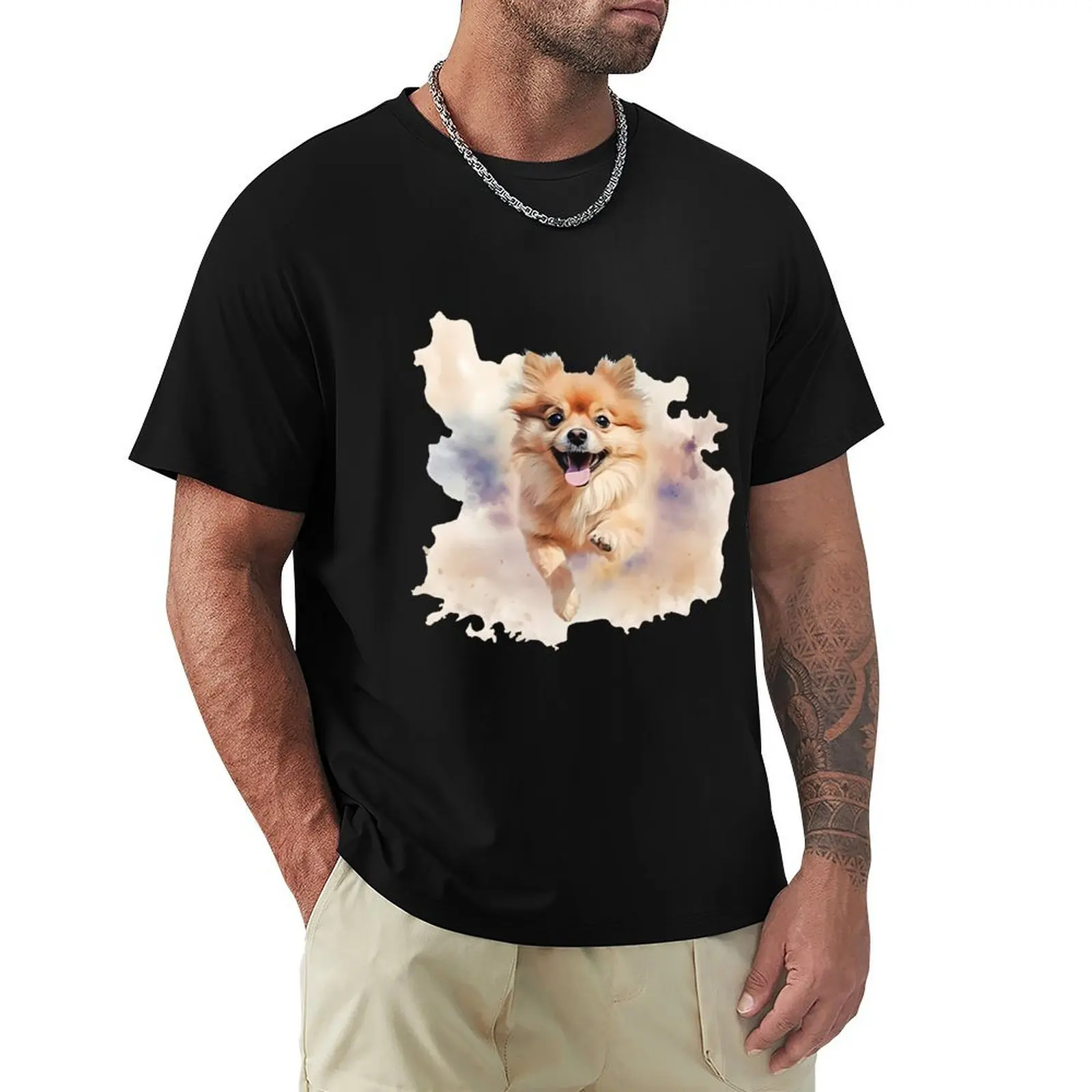 Pomeranian-Watercolor T-Shirt man t shirt graphic T-Shirt