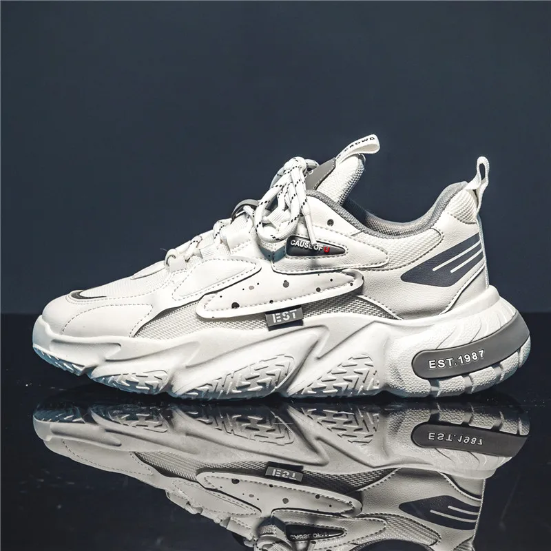 Fashion Thick Bottom Breathable Non-slip Sports Shoe 2023 Spring New Mens Casual Shoes Outdoor Mesh Comfortable Outsole Sneakers