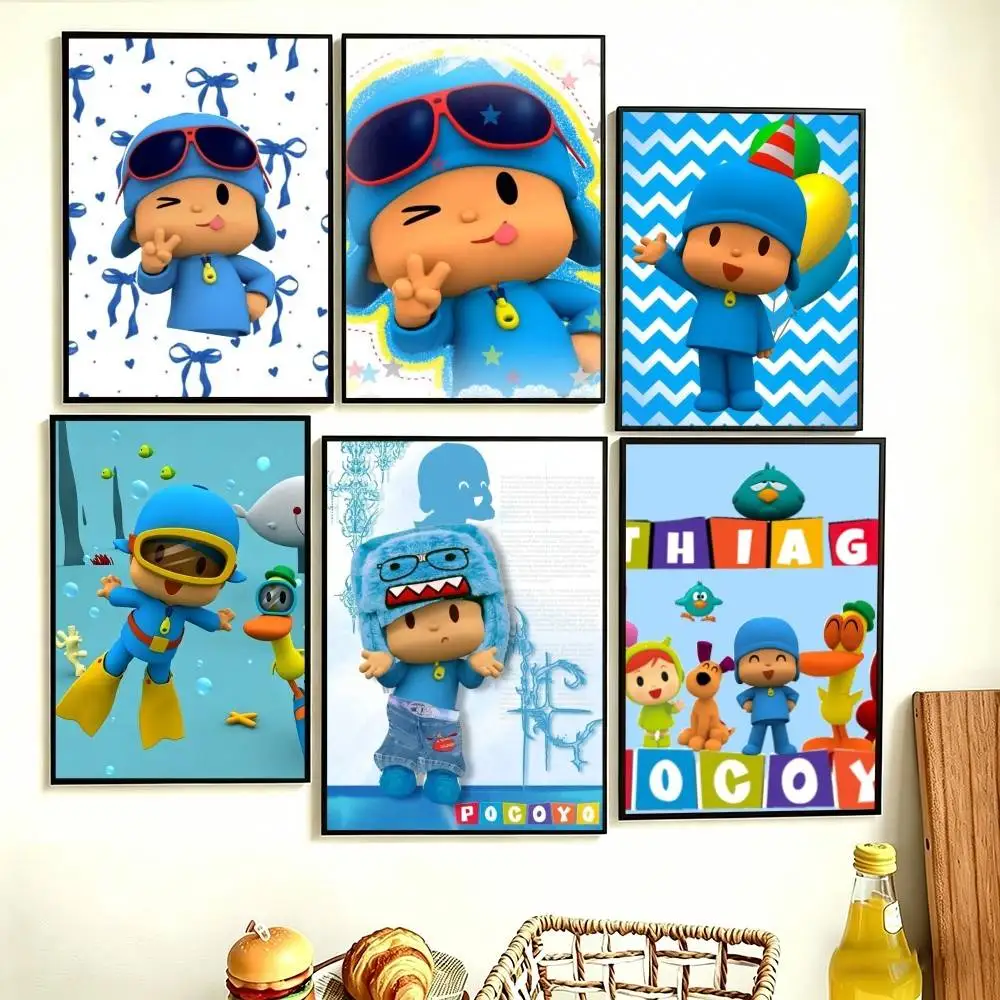 Cartoon P-Pocoyo Poster Perfect Space Sticker Self Adhesive for Office Home Theater Wall Art Decor Fancy Gift