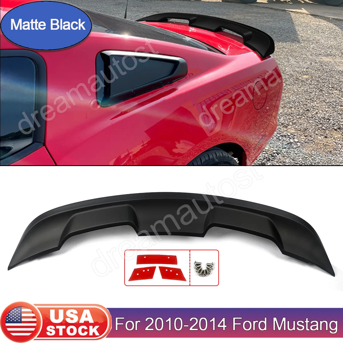 سبويلر خلفي لسيارة Ford Mustang GT 2-door 2010 2011 2012 2013 2014 2015 2020 GT500 نمط سبويلر خلفي ABS أسود غير لامع #1