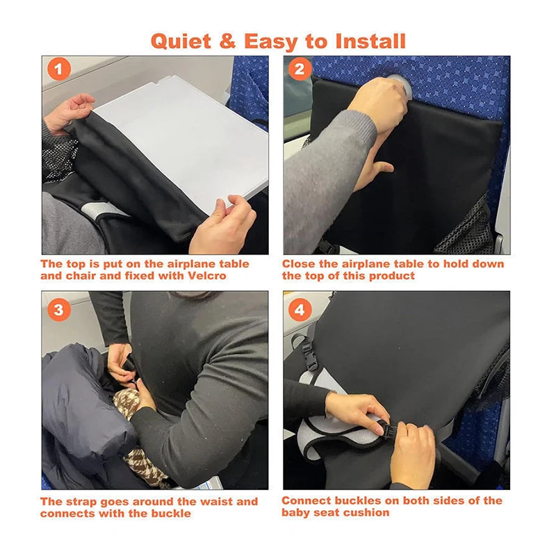 New 1Pcs Kids Airplane Seat Extender Flannel Toddler Airplane Bed with Side Pocket Comfort Breathable Travel Foot Rest Hammock image 4