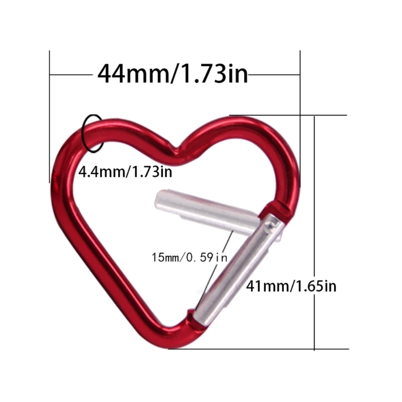 Moschettone a forma di cuore Clip portachiavi in lega di alluminio moschettone a molla Clip per zaino da campeggio moschettone per impieghi gravosi