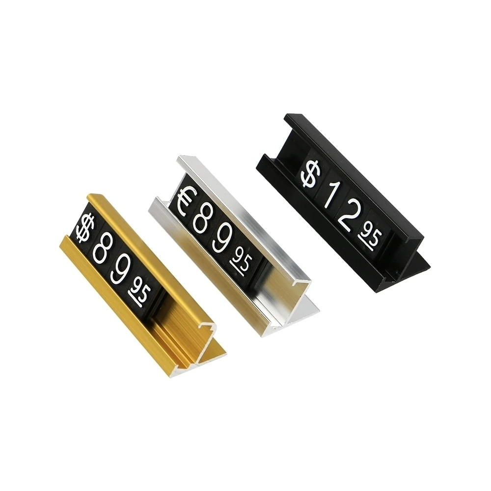 Número ajustável letra base de metal contador prateleira preço superior talk display chão árabe jóias número combinado preço tag cubos