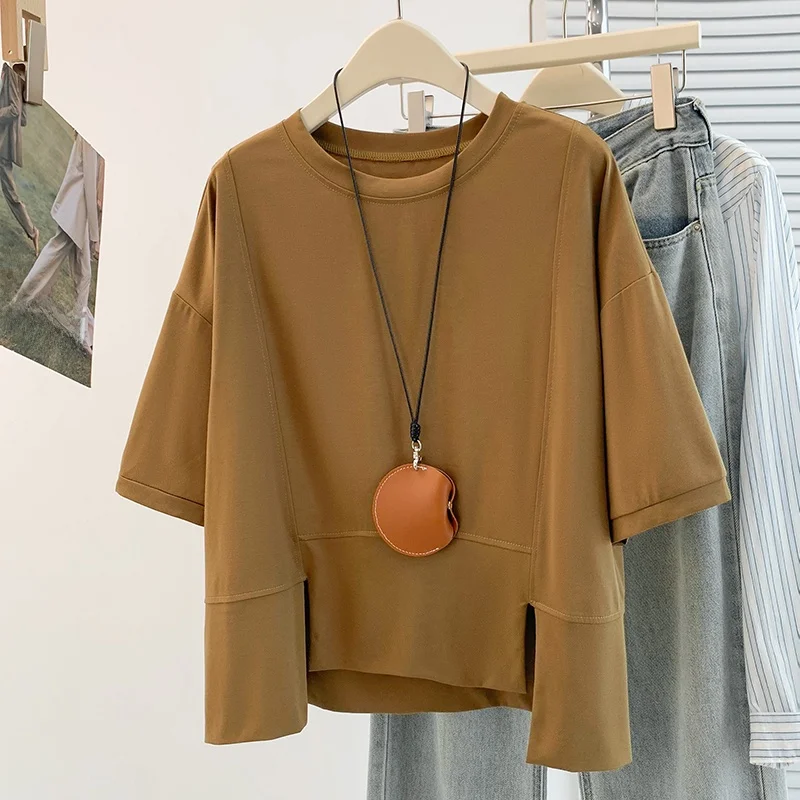 

Summer New Style Korean Design Fashionable Ageless Versatile Large Size Slimming Short Sleeve T-Shirt Women's City Commute Co...