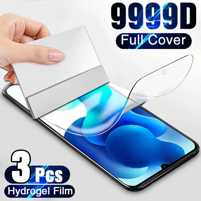 Protecteur d\'écran, 3 pièces, Film Hydrogel complet pour Xiaomi Redmi 8 8A 9 9A 9C 9T Note 8 9 Pro Max 8T 9T 9S