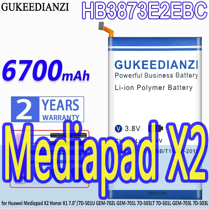 

GUKEEDIANZI Battery HB3873E2EBC 6700mAh For Mediapad X1 X2 7.0"/7D-501U 7D-501L 7D-503L 7D-503LT GEM-701L/702L/703L