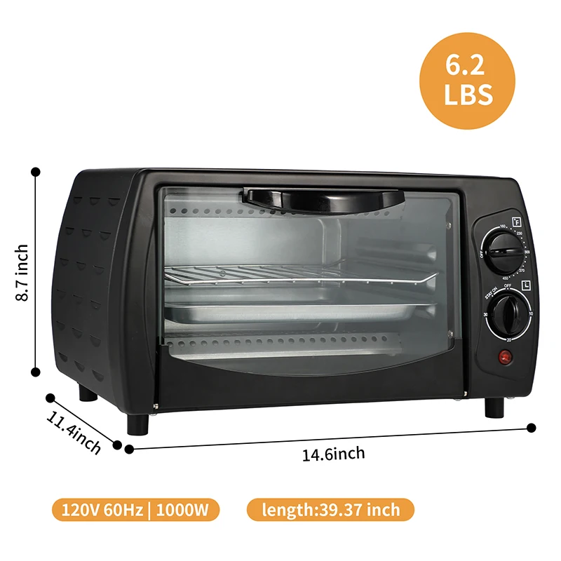 9L Air Fryer Oven Black Pizza Maker Countertop Toaster Ovens With Timer Thermostat For Roast Chicken Egg Tart