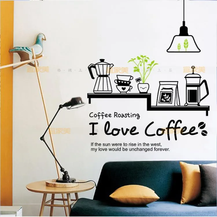 Coffee Shop Sticker Bean Milk tea Decal Cafe Cup Poster Vinyl Art Wall Decor Mural Decoration Break Bread Coffee Glass Decals