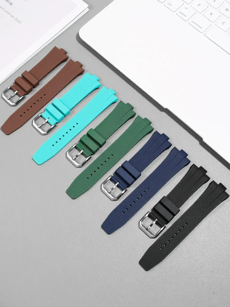 Fluorororubber Watch Strap Is Suitable for ME Color Series NJ0150/NJ0151 Ice Blue Convex Mouth Quick Release Accessories