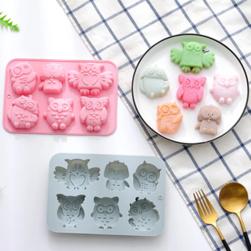 6 Cavities Owl Silicone Mold Chocolate Candy Mold Baking Tool DIY Handmade Soap Cake Fondant Mold Kitchen Tools Accessories