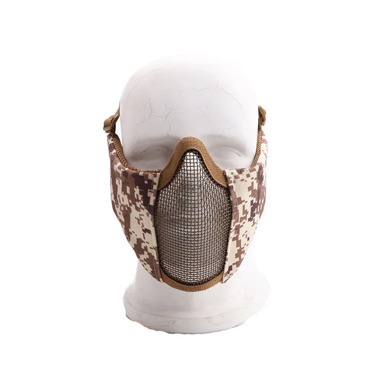 قناع وجه Airsoft مع شبكة أذن، قناع فم قابل للتنفس، قناع واقٍ لكرات الطلاء التكتيكي، معدات صيد الرماية