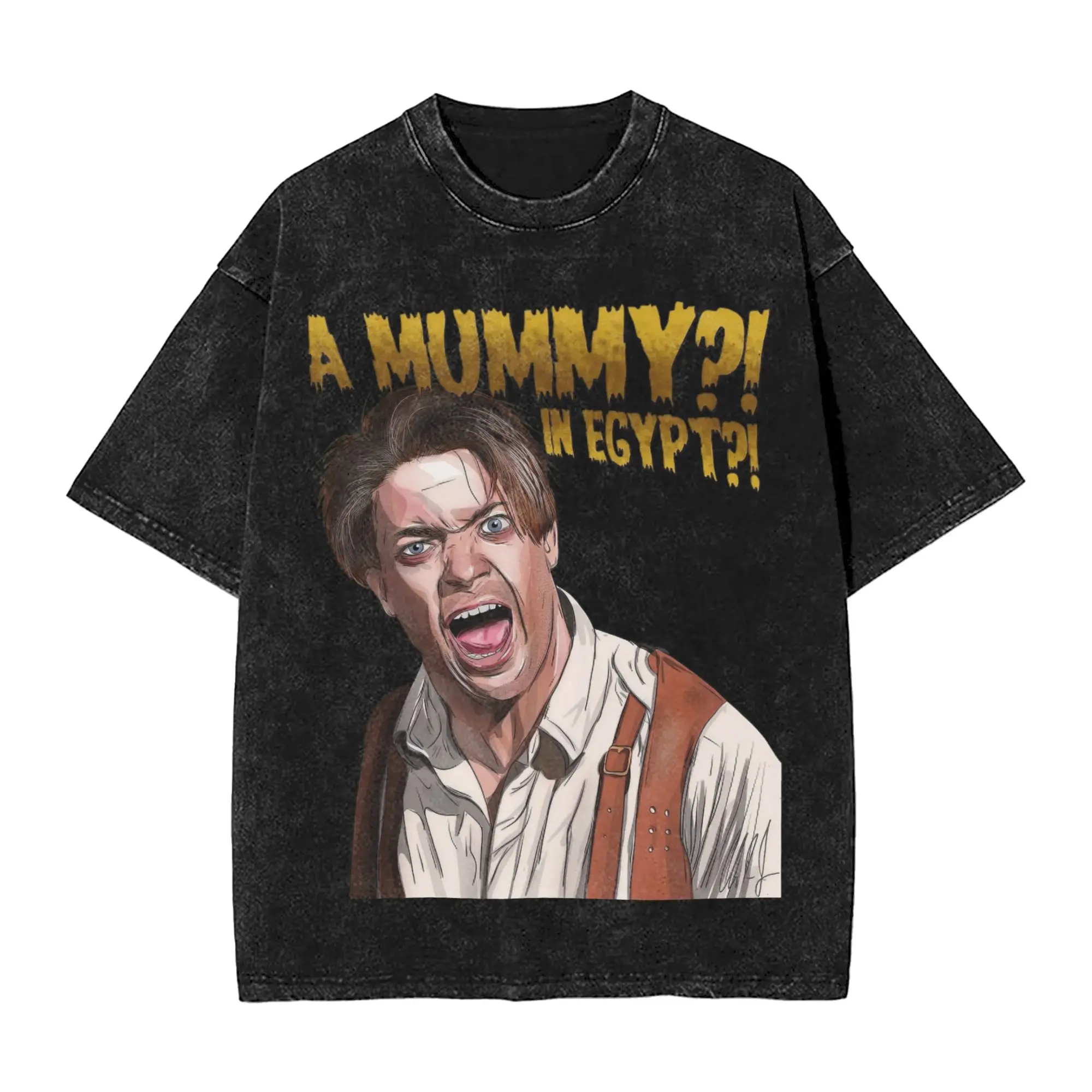 Movie Funny 70s Action The Mummy  Vintage Washed T Shirt For Men Women Round Neck Short Sleeve Tops  Cotton Summer Tops Shirts