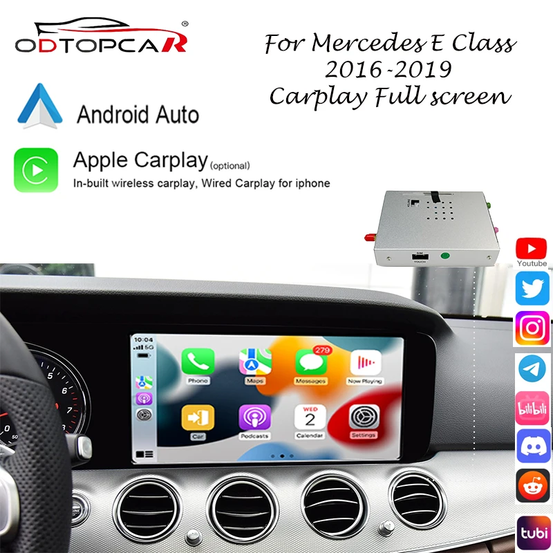 Adattatore Wireless ODTOPCAR CarPlay per Mercedes classe E C213 navigazione Auto Apple Audroid con schermo intero Touchscreen 8.4in