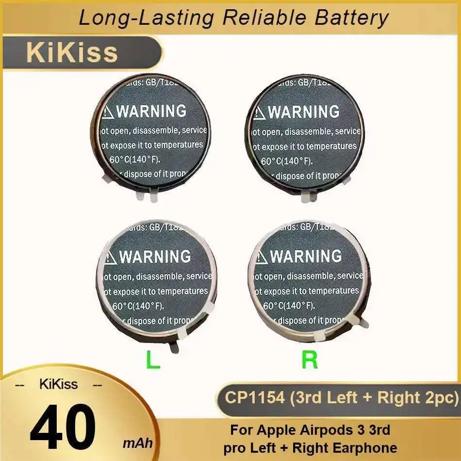 

40Mah Earphone Battery High Compatibility For Apple Airpods 3 3Rd Pro Left + Right CP1154 2Pc