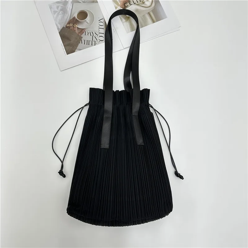 ALSEY Miyake Fashion Pleated Drawstring Closure Handbag Shoulder Bag Harajuku Wind Hundred Elegant Women\'s Bag Summer New