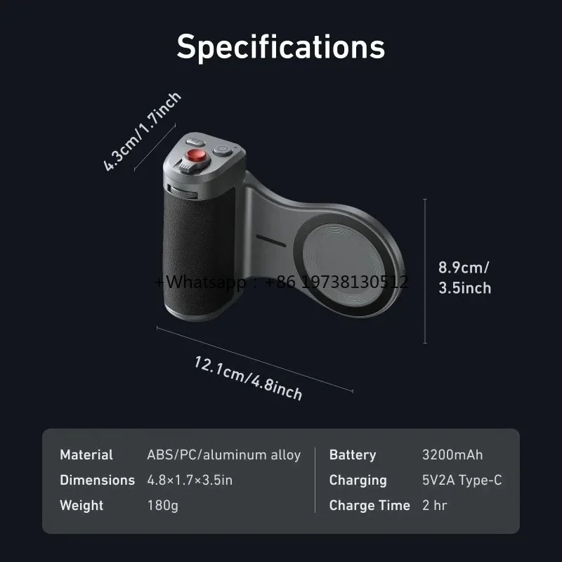 Master Grip Magnetic Phone Camera Handle with Filter Support for IPhone 17 Pro/Pro Max Selfie Vlog - view 6