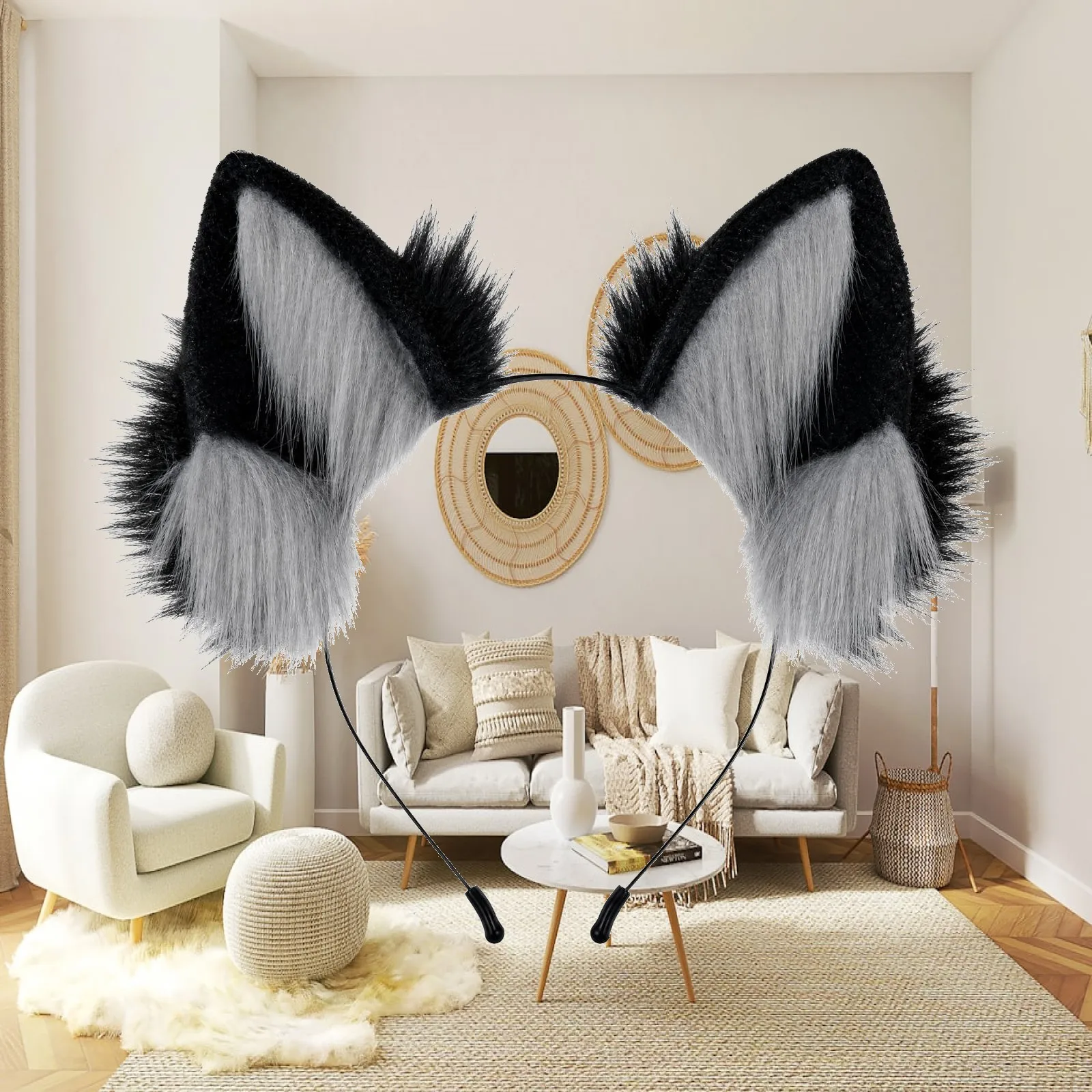 Faux-Fleece Ear Headband Lightweight Animal Ear Headband Costume Accessory Comfortable Headwear Eye-Catching for Cosplay