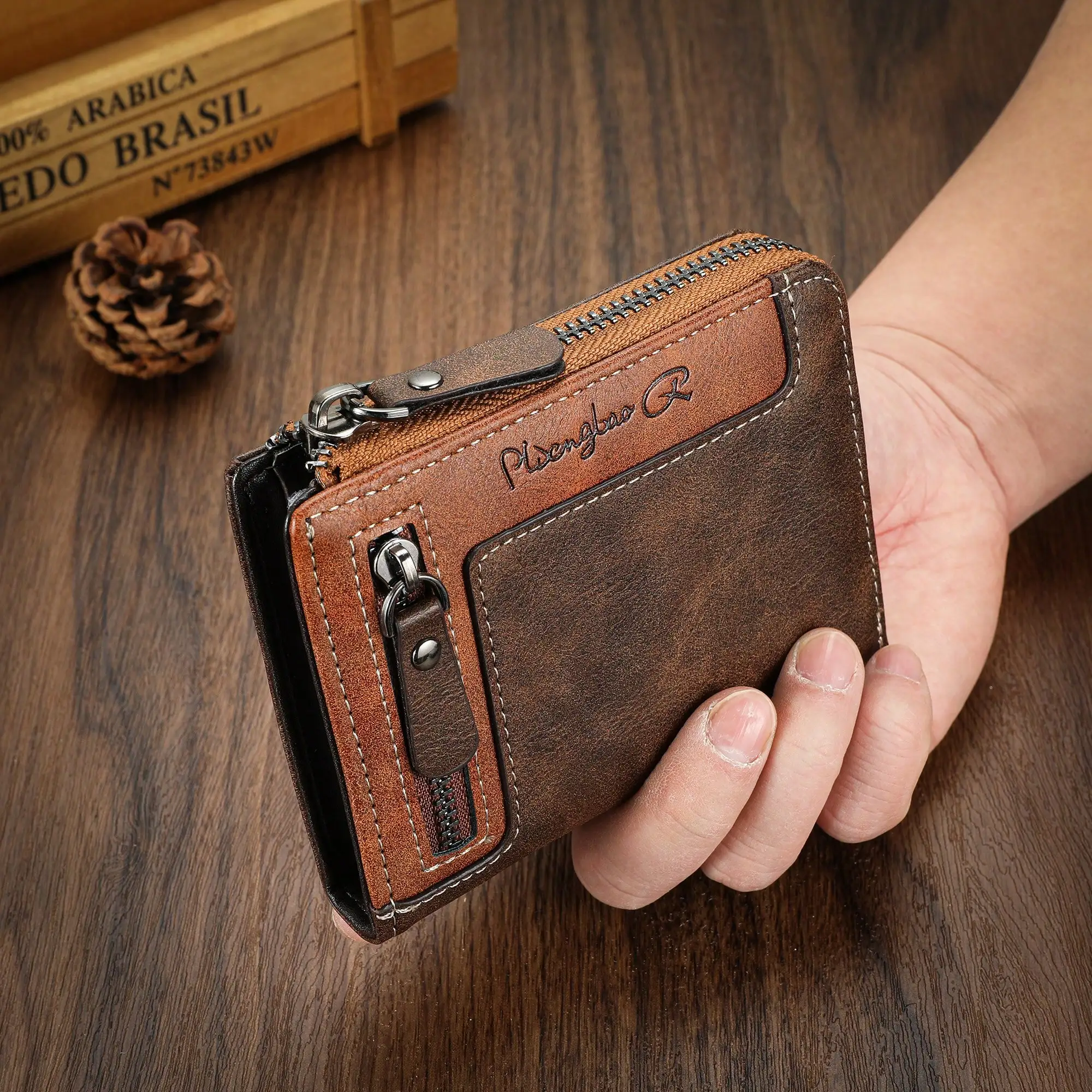 1 Piece New Retro Multi-Function Zipper Wallet, Fashion Men's Billfold, Youth Student Versatile Card Holder, Great Gift For Young Men For Men Wallet Mini Wallet Purse Wallet Men Wallet Leather Small Wallet