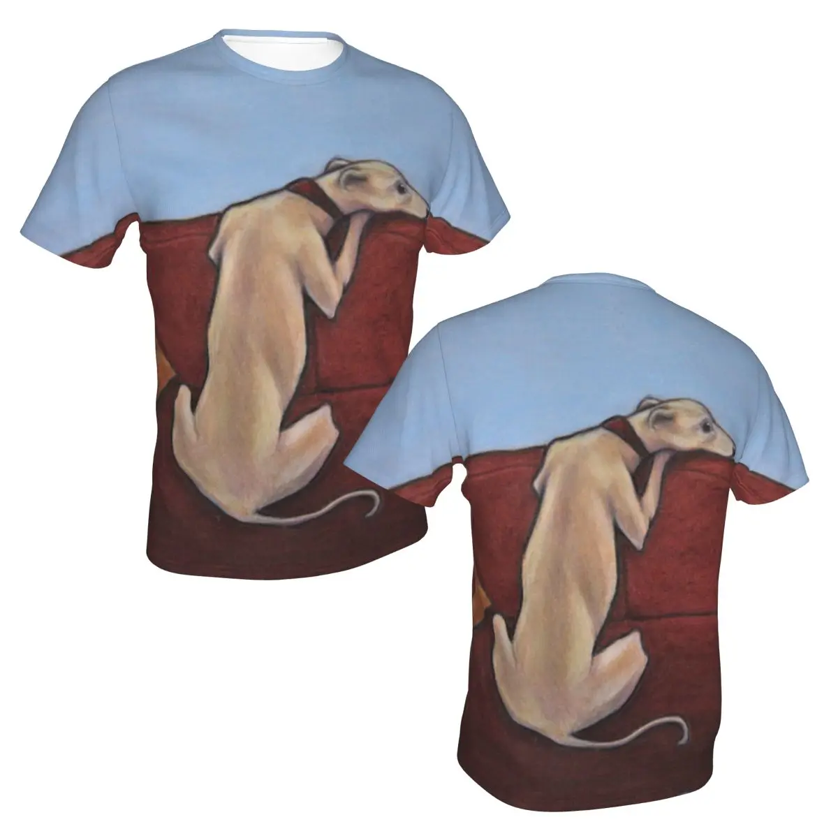 Whippet Waiting T Shirt Men All Over Print Tshirt Awesome Tees Short Sleeves Greyhound Hound Dog T-shirts Clothing Gift