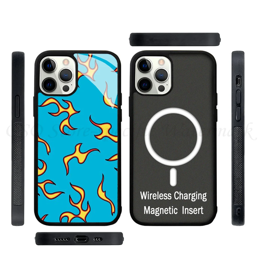 Чехол для телефона GolfWang Flames с сильным магнитом для IPhone 15, 14, 13 Pro Max 11, 12, мини-зеркало Alex для